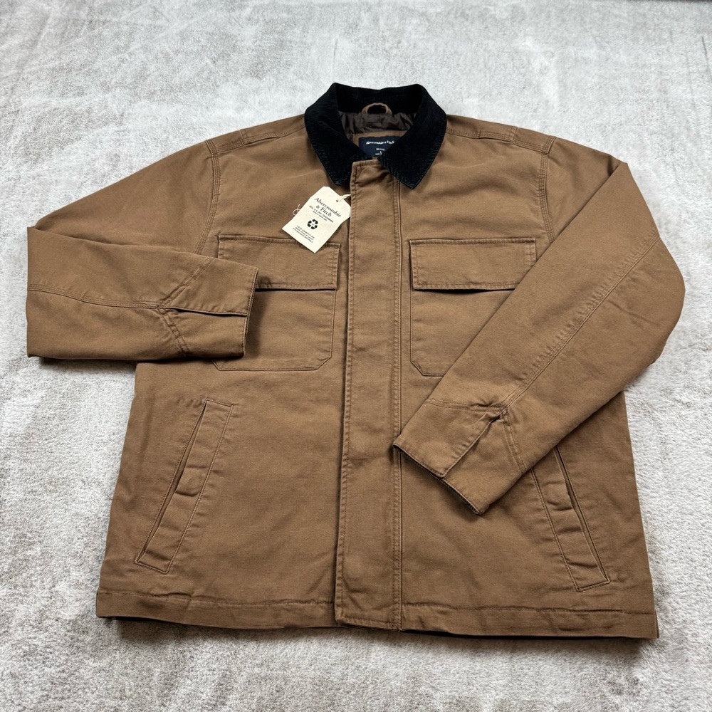 Abercrombie & Fitch quilted canvas chore field jacket men’s L brown full zip